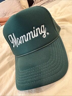Mommday momming green trucker hat